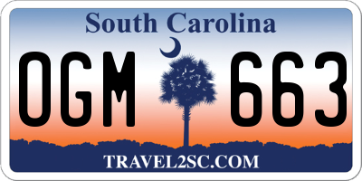 SC license plate OGM663