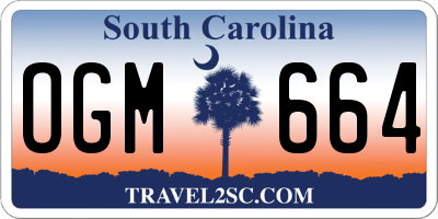SC license plate OGM664