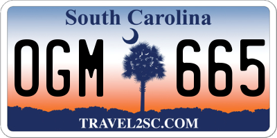 SC license plate OGM665