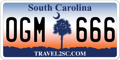 SC license plate OGM666