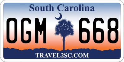 SC license plate OGM668