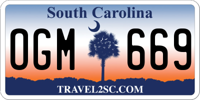 SC license plate OGM669