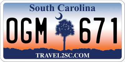 SC license plate OGM671