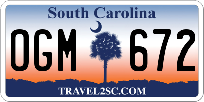 SC license plate OGM672