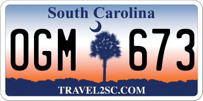 SC license plate OGM673
