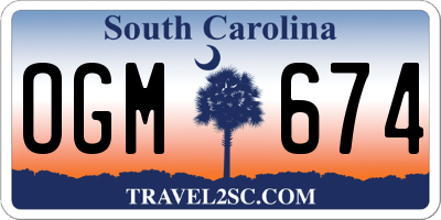 SC license plate OGM674