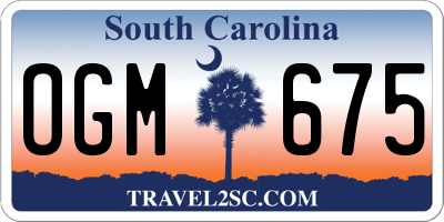 SC license plate OGM675