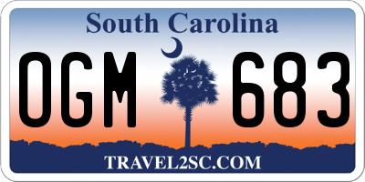 SC license plate OGM683