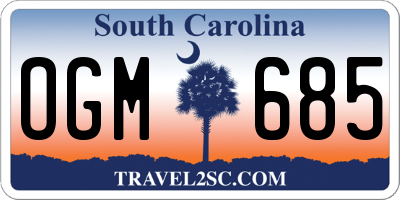 SC license plate OGM685