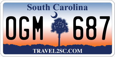 SC license plate OGM687