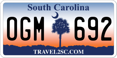 SC license plate OGM692