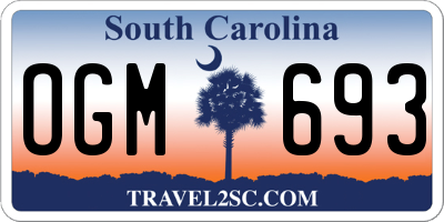 SC license plate OGM693