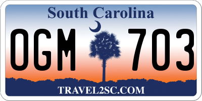 SC license plate OGM703