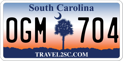 SC license plate OGM704
