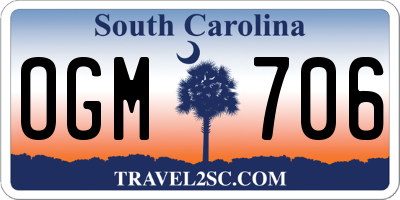 SC license plate OGM706
