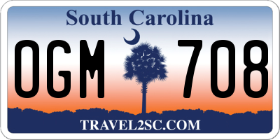 SC license plate OGM708