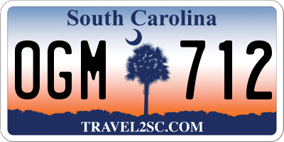 SC license plate OGM712
