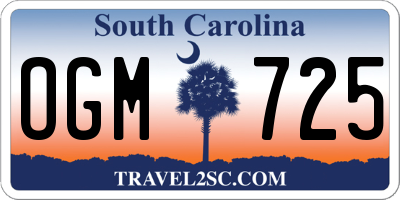 SC license plate OGM725