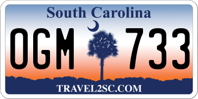 SC license plate OGM733
