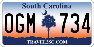 SC license plate OGM734