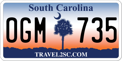 SC license plate OGM735