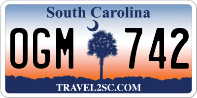 SC license plate OGM742