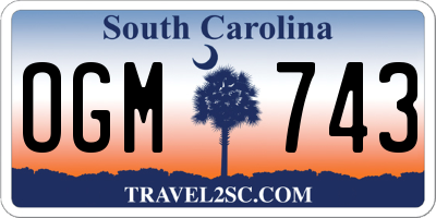 SC license plate OGM743