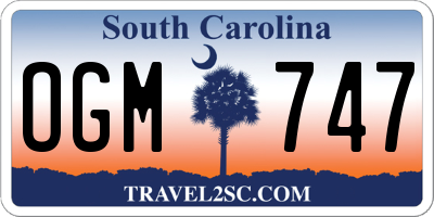 SC license plate OGM747