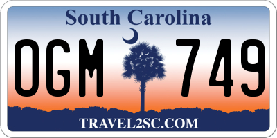 SC license plate OGM749