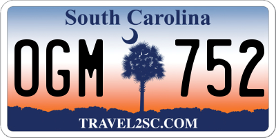 SC license plate OGM752