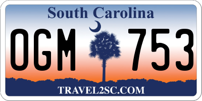 SC license plate OGM753