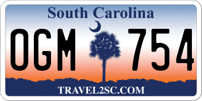 SC license plate OGM754