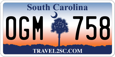 SC license plate OGM758