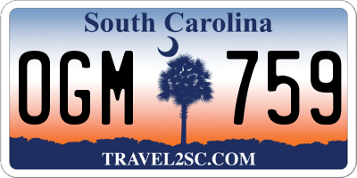 SC license plate OGM759