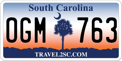 SC license plate OGM763