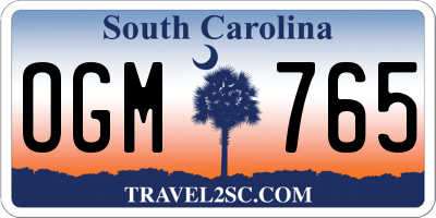 SC license plate OGM765