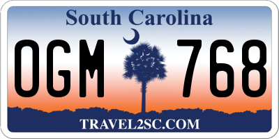 SC license plate OGM768