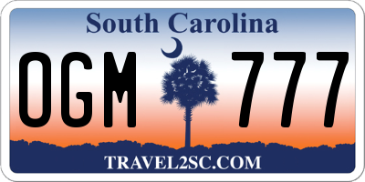 SC license plate OGM777