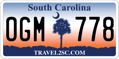 SC license plate OGM778
