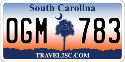 SC license plate OGM783