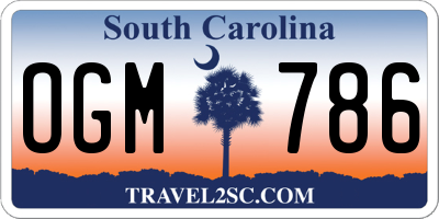 SC license plate OGM786