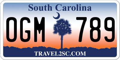 SC license plate OGM789