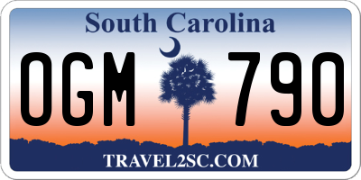 SC license plate OGM790