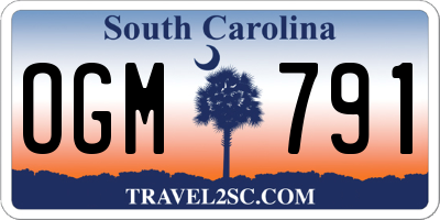 SC license plate OGM791