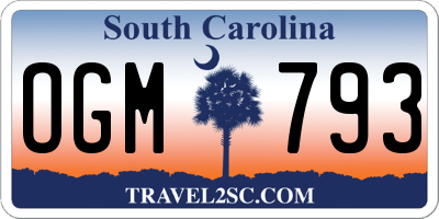 SC license plate OGM793