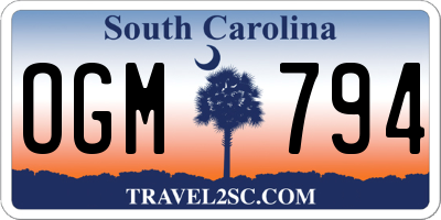 SC license plate OGM794