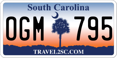 SC license plate OGM795