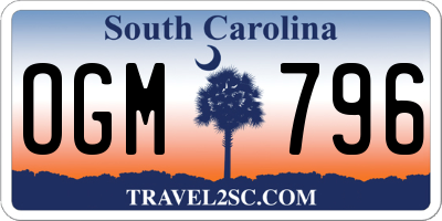 SC license plate OGM796