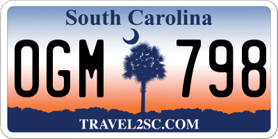 SC license plate OGM798