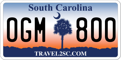 SC license plate OGM800